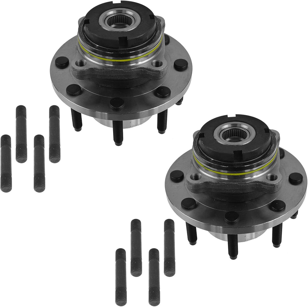 TRQ Front Driver and Passenger Side Wheel Bearing and Hub Assembly Set 2 Piece Compatible with 2000-2001 Ford F-250 Super Duty 4 Wheel Drive 2 Wheel ABS Brakes Single Rear Wheels SRW