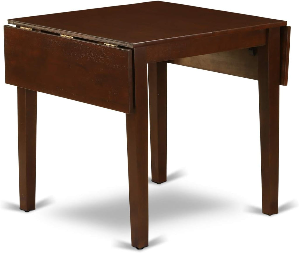 East West Furniture 1NDCE3-MAH-10 3 Piece Modern Dining Table Set Contains a Rectangle Wooden Table with Dropleaf and 2 Dahlia Linen Fabric Parson Dining Chairs, 30x48 Inch, Mahogany