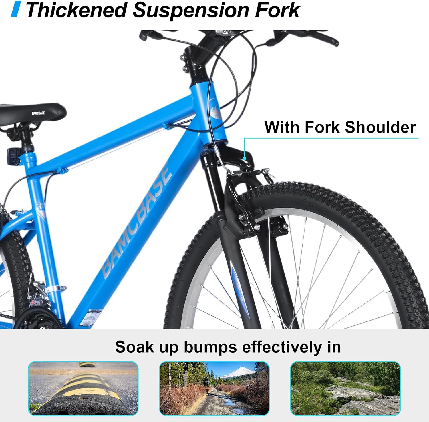 HILAND 26 27 Inch Mountain Bike, Mens Womens MTB with 18 Speeds, High-Tensile Steel Frame, V Brake, Hardtail Bicycle for Adults