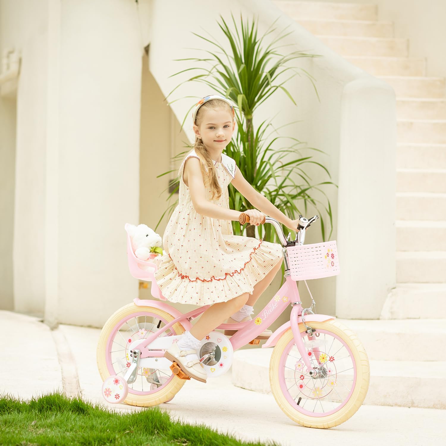 Bixike Girls Bike with Basket for Toddlers and Kids Aged 3-14 Years Old, 12 14 16 18 Inch with Training Wheels & Doll Seat, 20 Inch with Kickstand & Rear Rack, Princess Style Bicycle for Gift.