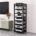 JYHHCYS Tall Stereo Racks and Stands on Wheels Media Storage Cabinet Rack, Black Modern Entertainment Stereo Components Stand, Audio Video Equipment Rack (Size : 8 tier-60cm Wide)