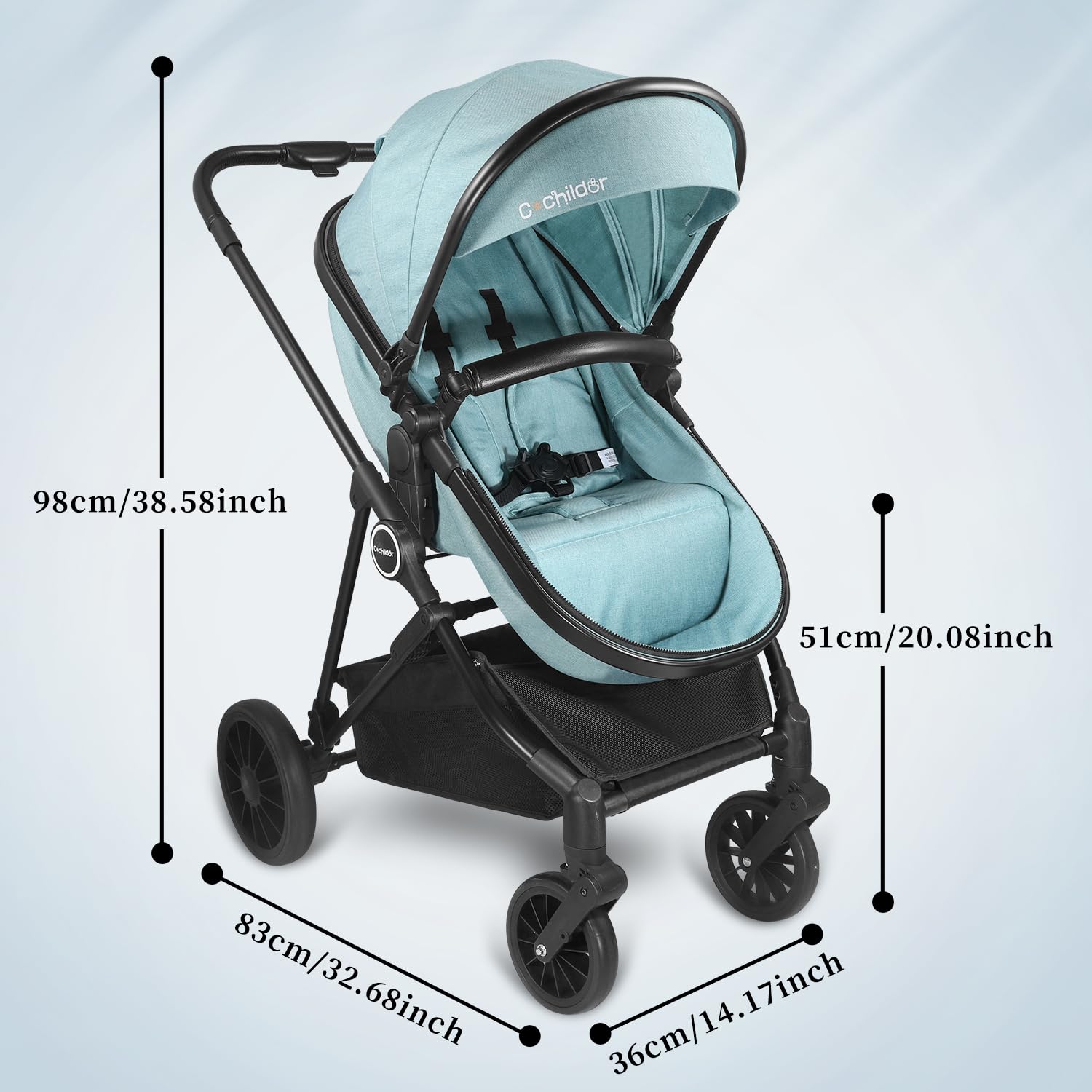 Cochildor Lite 2.0 Baby Stroller with Newborn Mode, 2-in-1 Foldable Infant Stroller with Reversible Seat and UPF 50+ Canopy