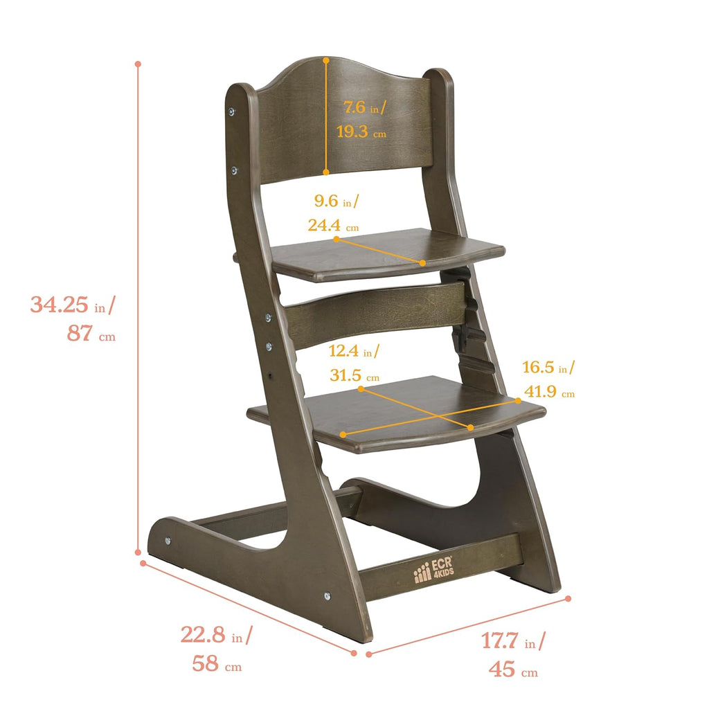ECR4Kids Grows with Me Chair, Transitional Chair, Grey Wash