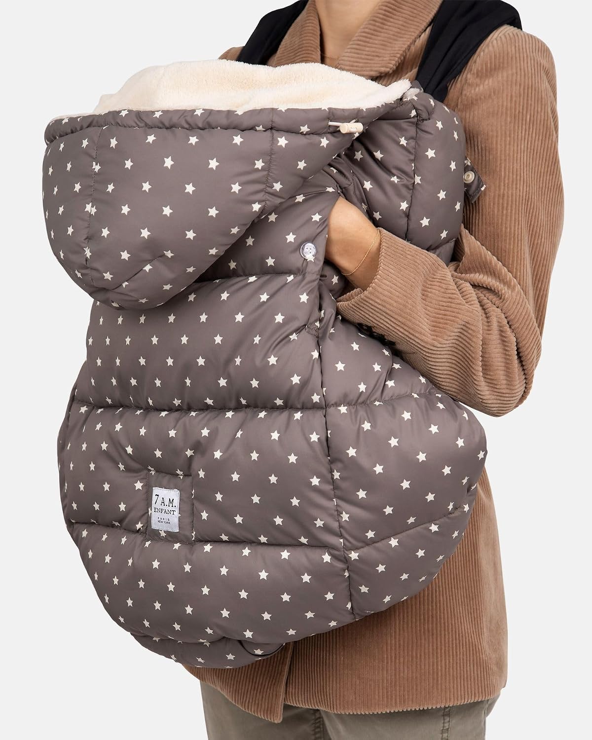 7AM Enfant Baby Carrier Cover - K-Poncho Universal Fit Winter Ultra Soft Plush Lining, Water Repellent Bunting Bag with Adjustable Hood, Multifunctional Stroller & Car Seat Blanket Cover | (0-3T)