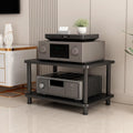 Floor-Standing 2 Tier AV Media Stand, Audio Rack Tower, TV Game Console Equipment Shelf, CD Record Player Stereo Component Rack Cabinet for Home Theater Studio(Carbon Fiber,60x40x37.5cm)