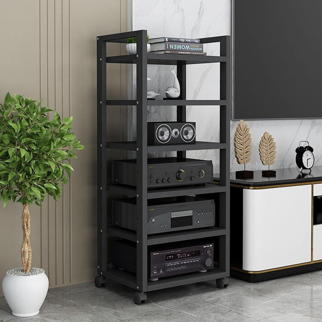 HOFSSI 6 Tier Furniture Media Stand DVD CD Player Stand Audio Rack Power Amplifier Equipment Cabinet Adjustable Open Storage Rack，Floorstanding Storage Shelves (Color : C)