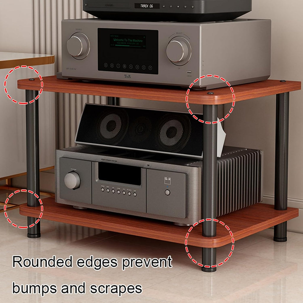 Floor-Standing 2 Tier AV Media Stand, Audio Rack Tower, TV Game Console Equipment Shelf, CD Record Player Stereo Component Rack Cabinet for Home Theater Studio(Carbon Fiber,60x40x52.5cm)