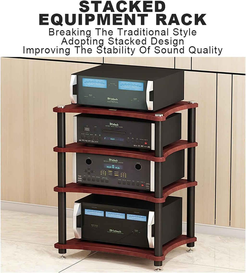 Floor-Standing Gaming Audio Rack - Space-Saving Media Stand with Shelves for Home Theater & Recording - Easy Assembly Black Audio-Video Storage (60x48x10cm)