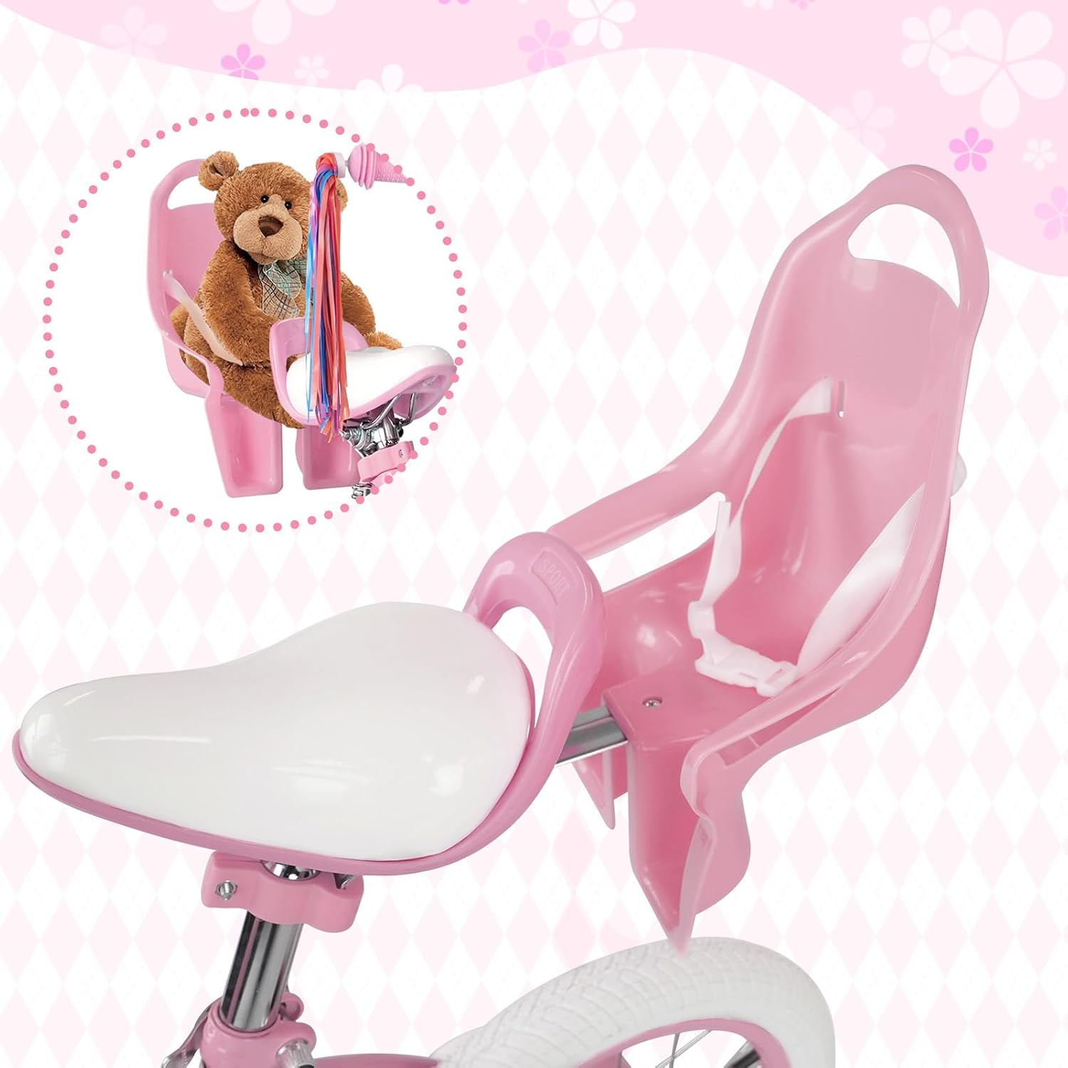 Glaf Toddler Girls Bike for Age 2-9 Years Old 12 14 16 Inch Girls Bike with Training Wheels and Doll Seat Kids Bike Bicycle with Basket