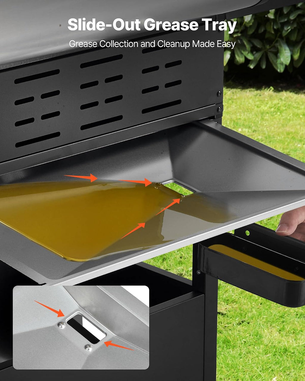VEVOR Gas Grill, 4 Burner Propane Gas Grill with Side Burner, 425 SQ.In Grilling Area, Carbon Steel Enamel Grates, Outdoor 52,000 BTU Patio Garden BBQ Grills with Two Side Shelves, Stainless Steel