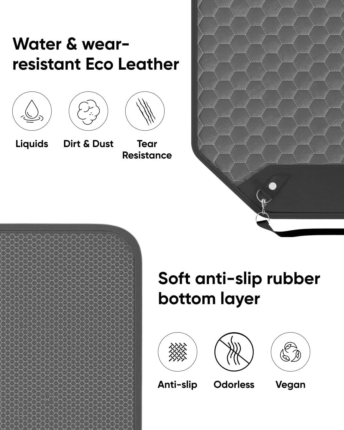 Owleys Set Seat Back Organizer & Car Seat Protector Hexy Waterproof & Non-Slip Protector for Child Car Cushion for Leather and Fabric Seats (Gray 2 pcs)