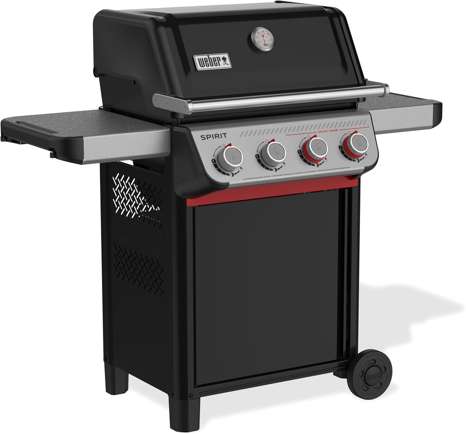 Weber Spirit E-425 Liquid Propane Gas Grill for Outdoor Cooking and BBQ, 4 Burner, Black – Porcelain-Enameled Cast-Iron Grates, 2 Boost Burners &Sear Zone