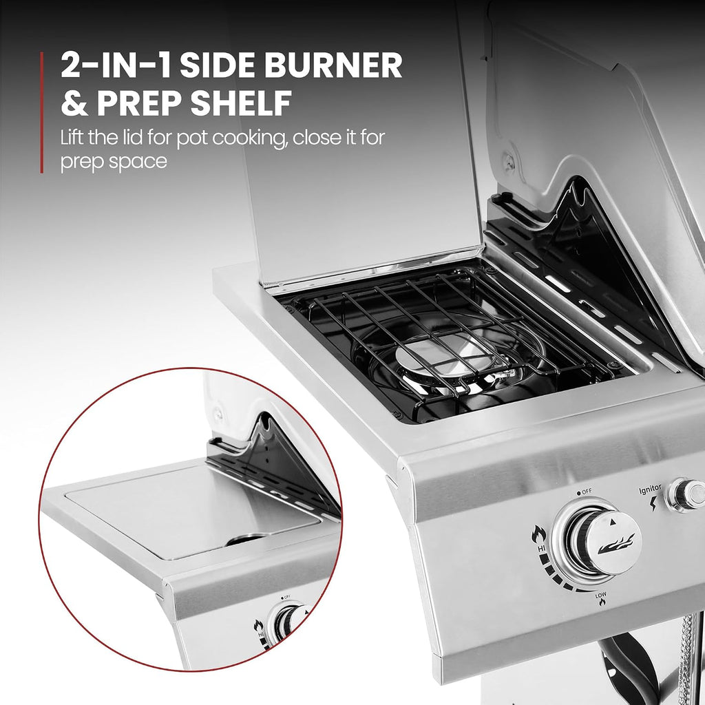 Royal Gourmet GA6402S 6-Burner Propane Gas Grill with Side Burner and Warming Rack, 74,000 BTUs, Cabinet Style Outdoor BBQ Grill for Barbecue Grilling & Backyard Cooking, Silver