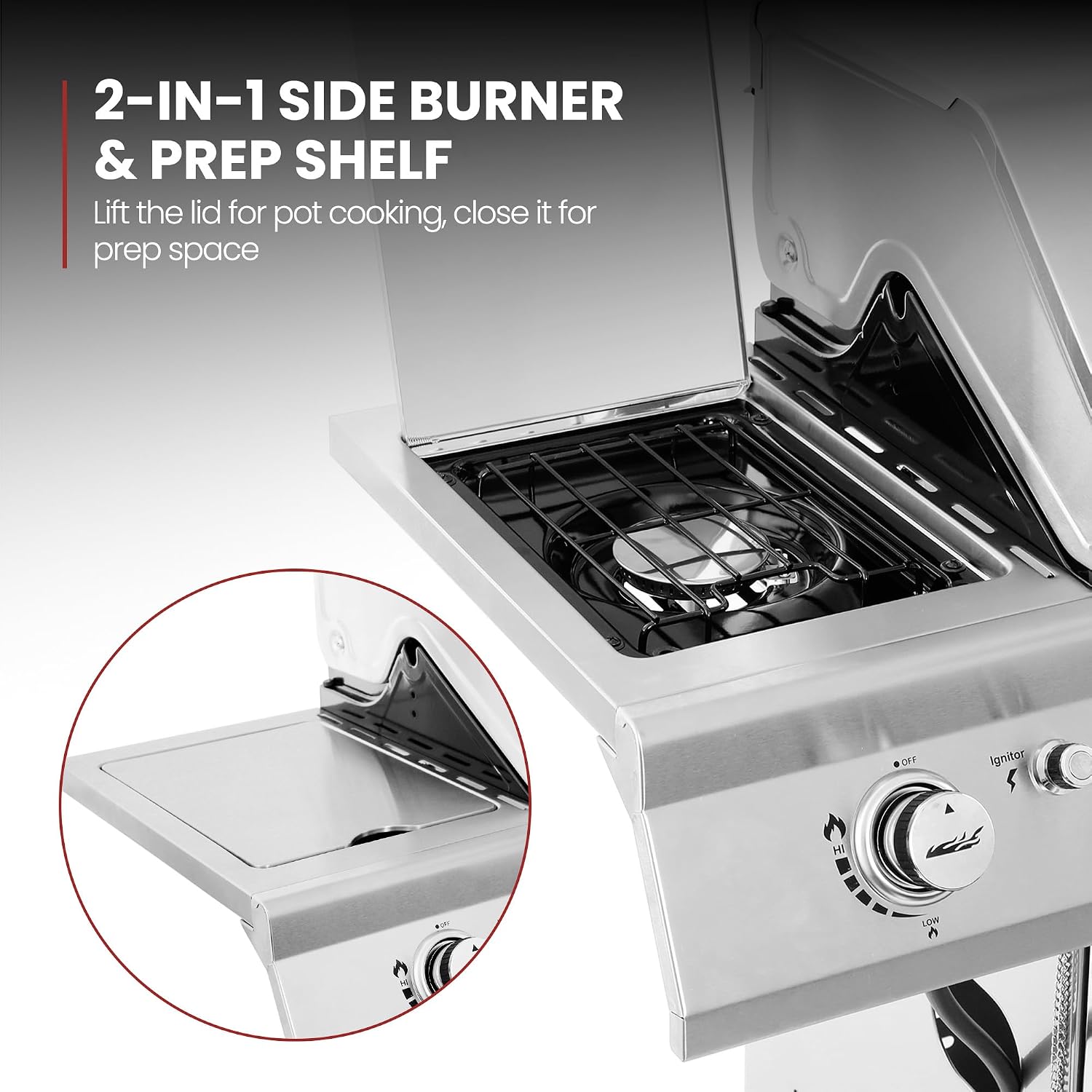 Royal Gourmet GA6402S 6-Burner Propane Gas Grill with Side Burner and Warming Rack, 74,000 BTUs, Cabinet Style Outdoor BBQ Grill for Barbecue Grilling & Backyard Cooking, Silver