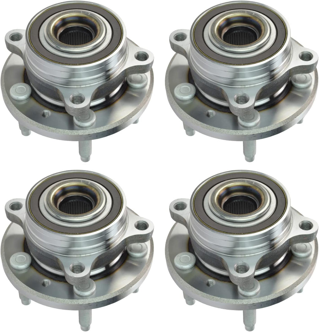 TRQ Front and Rear Wheel Bearing and Hub Assembly Set 4 Piece Compatible with 09-19 Ford Flex 10-12 Taurus 13-17 Taurus Limited SE 13-17 Taurus SHO 18-19 Taurus 09-16 Lincoln MKS 10-12 MKT