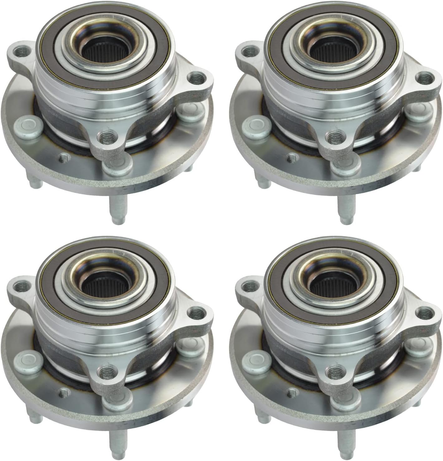 TRQ Front and Rear Wheel Bearing and Hub Assembly Set 4 Piece Compatible with 09-19 Ford Flex 10-12 Taurus 13-17 Taurus Limited SE 13-17 Taurus SHO 18-19 Taurus 09-16 Lincoln MKS 10-12 MKT