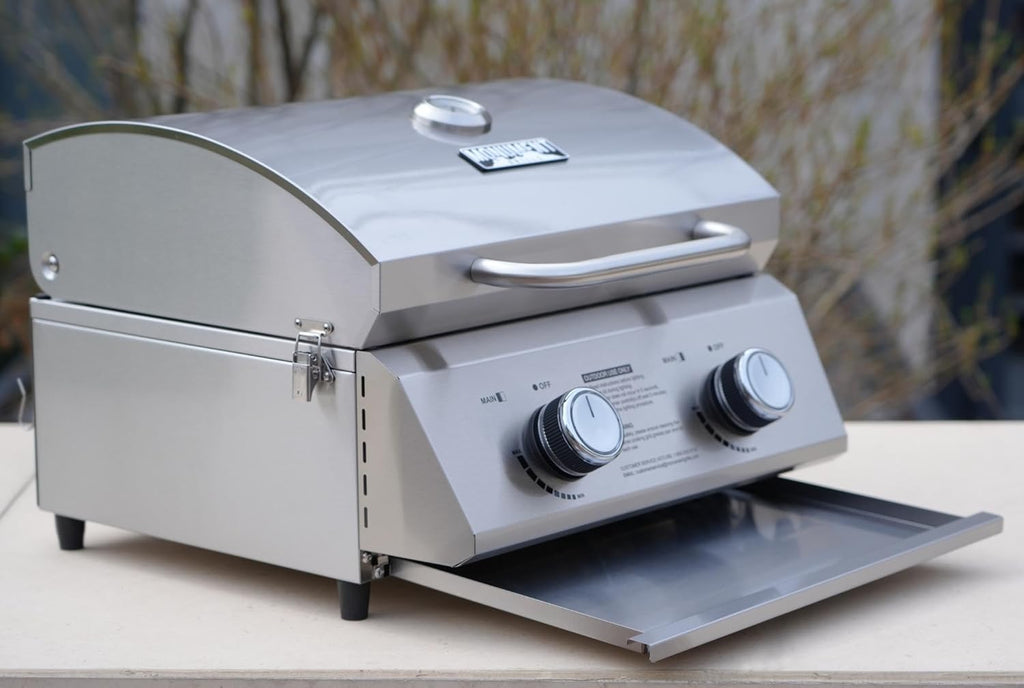Monument Grills Tabletop Propane Gas Grill for Outdoor Portable Camping Cooking with BBQ Cover(2 items)