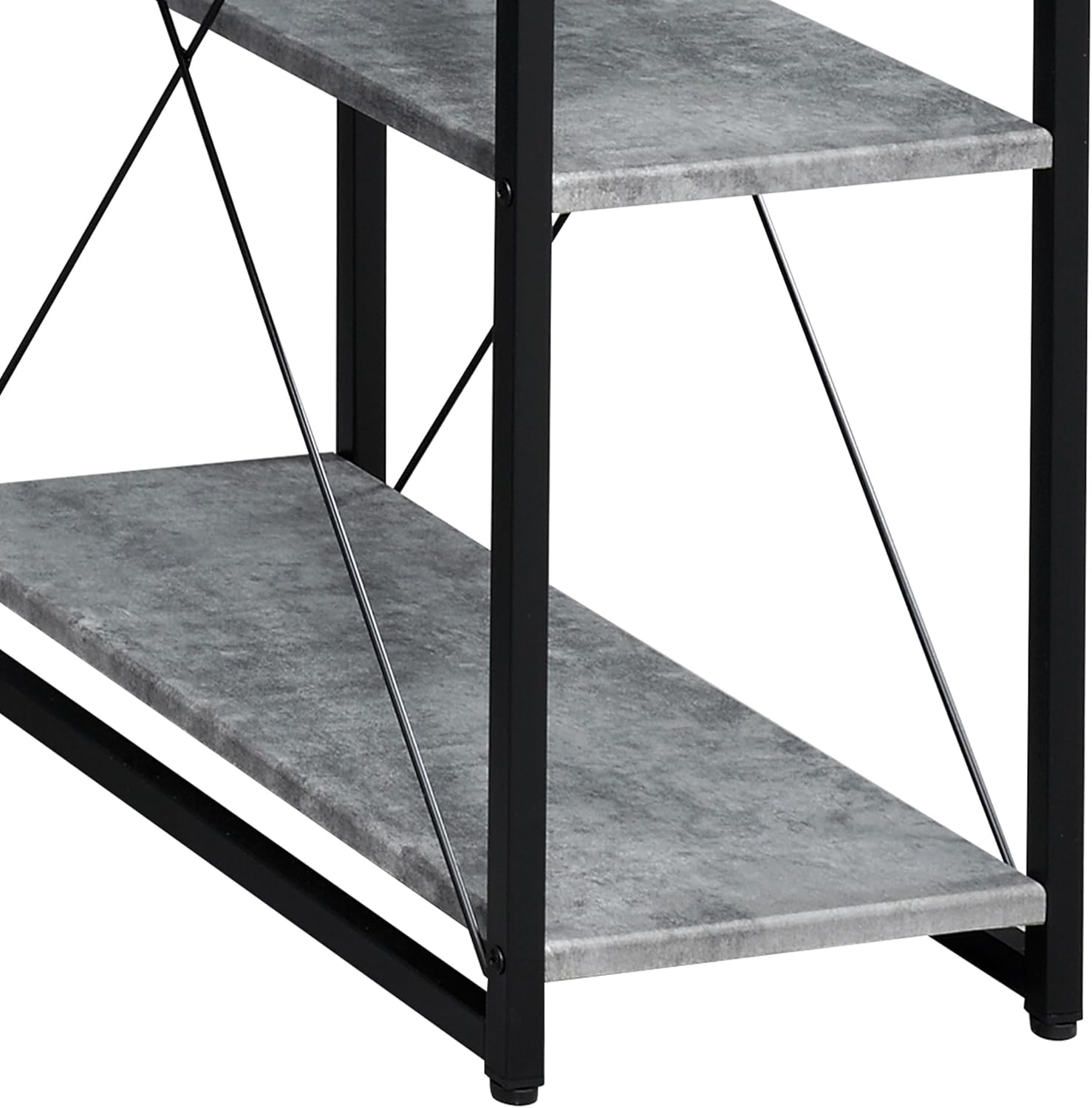 AMNOOL Office Desk with Open Shelves - Stylish Wood Recording Studio Workstation with Drawer and Compartments for Audio Equipment, Cables, and Accessories (Black+Grey)