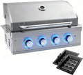 28-inch Built-in Gas Grill, 4 Burner Propane Gas Grill 48,400 BTU, 304 Stainless Steel, Charcoal and Propane Gas Dual Fuel for Patio Backyard Parties Barbecue