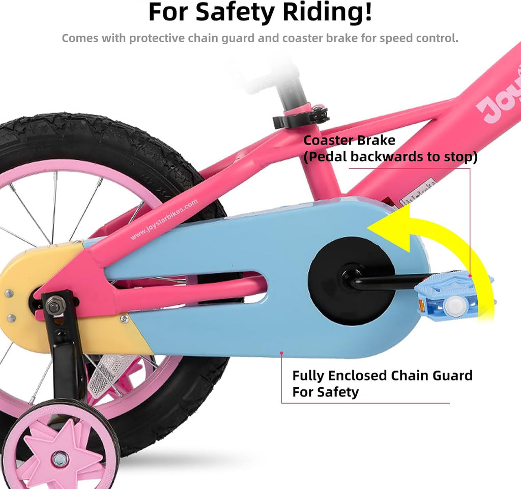 JOYSTAR 12 14 16 Inch Kids Bike for 2-7 Years Girls 33-53 Inch Tall, Toddler Girls Bike with Training Wheels, Rainbow Bikes, Children Bicycle, Macaroon