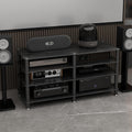 4-Media Stand White Entertainment Center Stylish Stereo Rack for Tv & Audio Equipment Spacious Storage Cabinet 120X45X73.5 Cm Perfect for Home Theater-Black-120x45x73.5cm