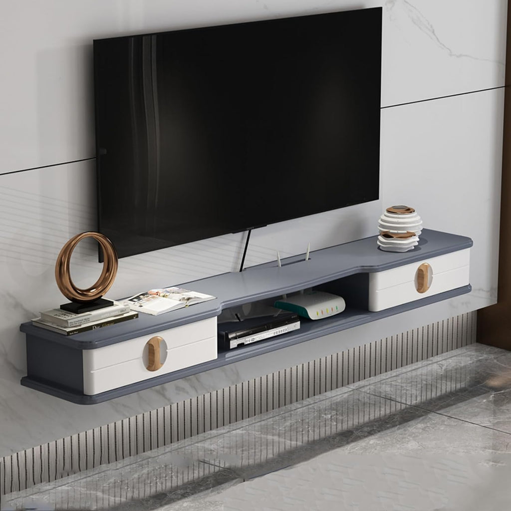 Wall Mounted TV Cabinet, Audio and Video Equipment Storage Wall Rack Media Control Center with Drawer, for Bedroom Living Room Media Room Gaming Room, for 32-70' TVs (Color : Gris, Size : 1