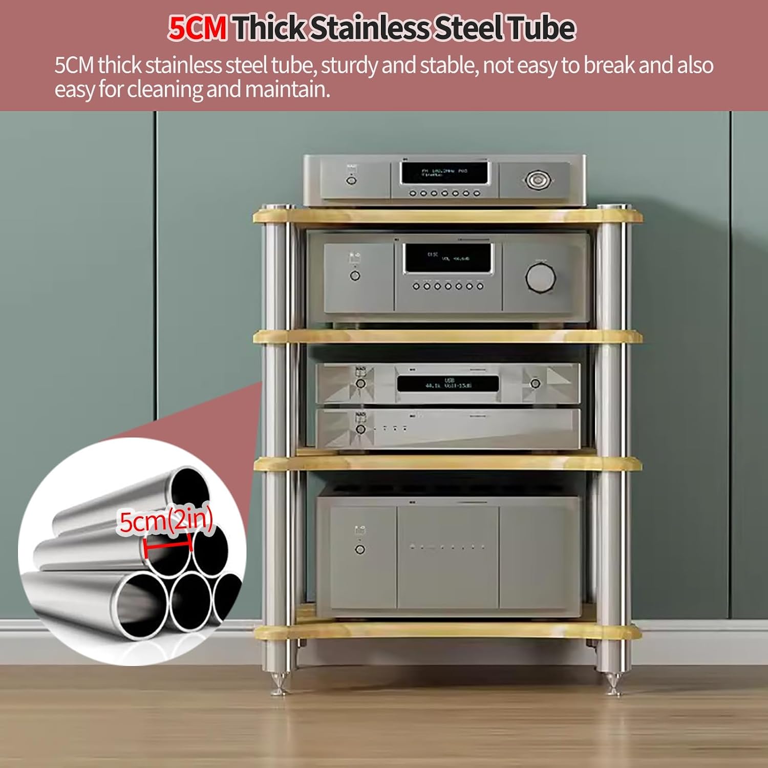 Living Room/Small Spaces Audio Component Rack Tower Media Stereo Stand Equipment Shelves, Heavy Duty Modern HiFi Audio Racks Stereo Rack System, #1-2 Tier