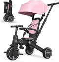 Tricycle Stroller for Toddler,Foldable Baby Tricycle,Kids Balance Bike with Push Handle,Toddlers Stroller Bike with 1 to 5 Years,7-in-1 Push Tricycle Bike for Kids (Pink)