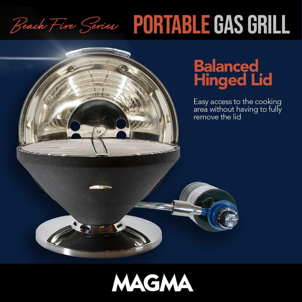 Magma C10-105-G Graphite Beach Fire Gas Grill | Portable Gas BBQ | Compact Propane Grill | Stylish Outdoor Cooker