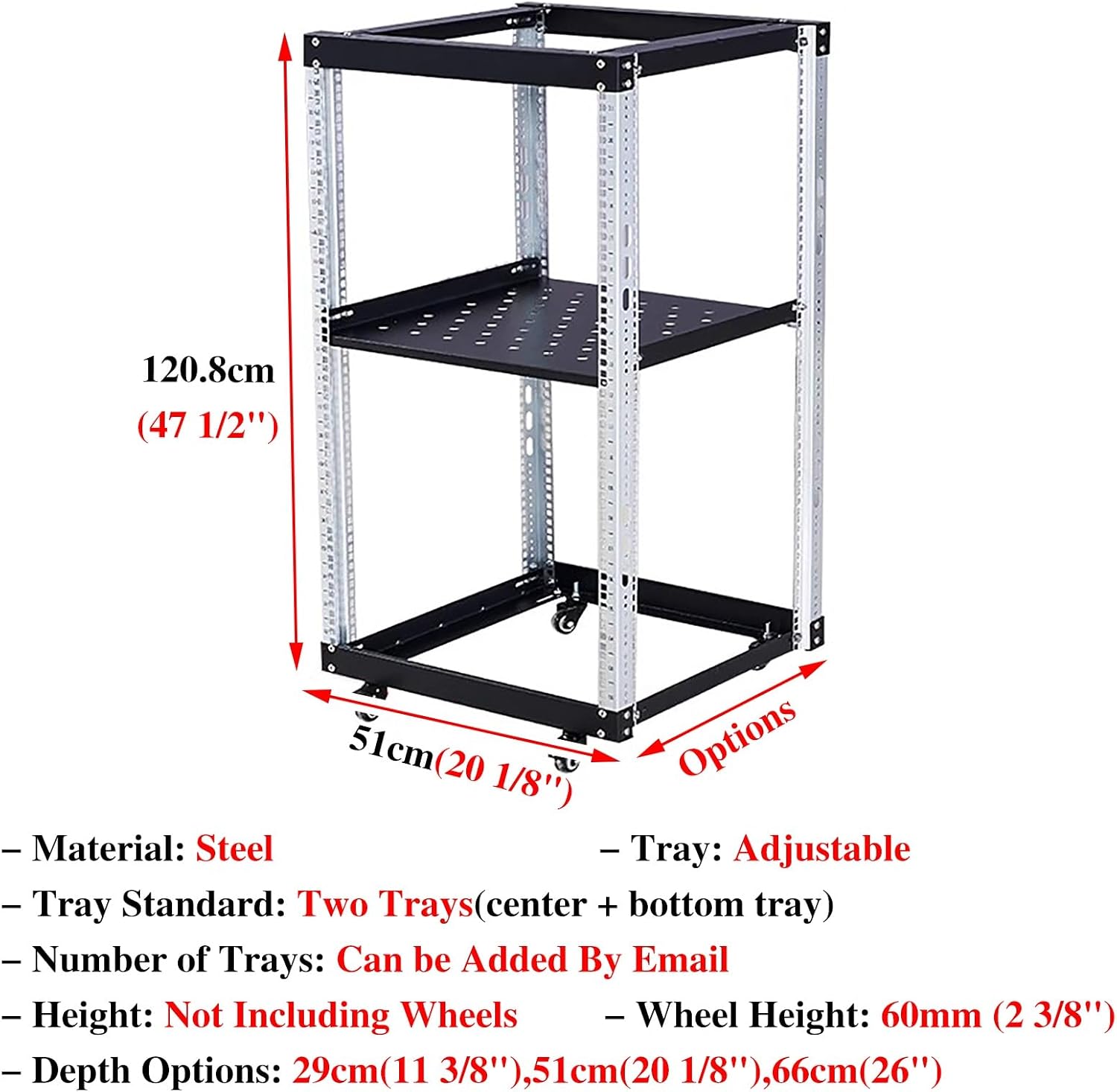 Adjustable Shelf Audio Equipment Rack Cabinet, Home Complete Rack Stereo System for Amplifier, Media Stand Shelving/Av Component Furniture(D 51cm(20 1/8'),51X120.8cm)