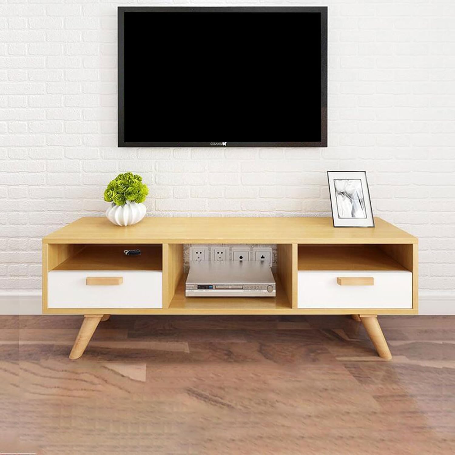 TV Table Unit for TVs, Wall Mounted TV Cabinet Floating TV Shelf Wall Shelf Home Entertainment Center TV Mount Stands Multimedia Storage Cabinet With drawer Audio-visual Equipment Shelves 100cm