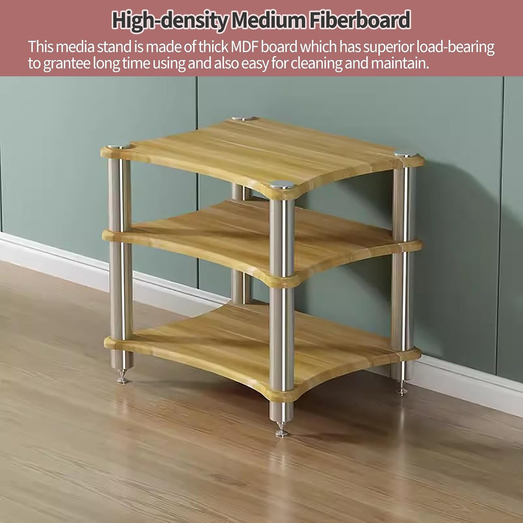 4-Tier Media Stand Audio/Video Component Cabinet, Freestanding Modern Stereo Racks and Stands for Home/Living Room/Game Room, Electronics Equipment Shelf, White