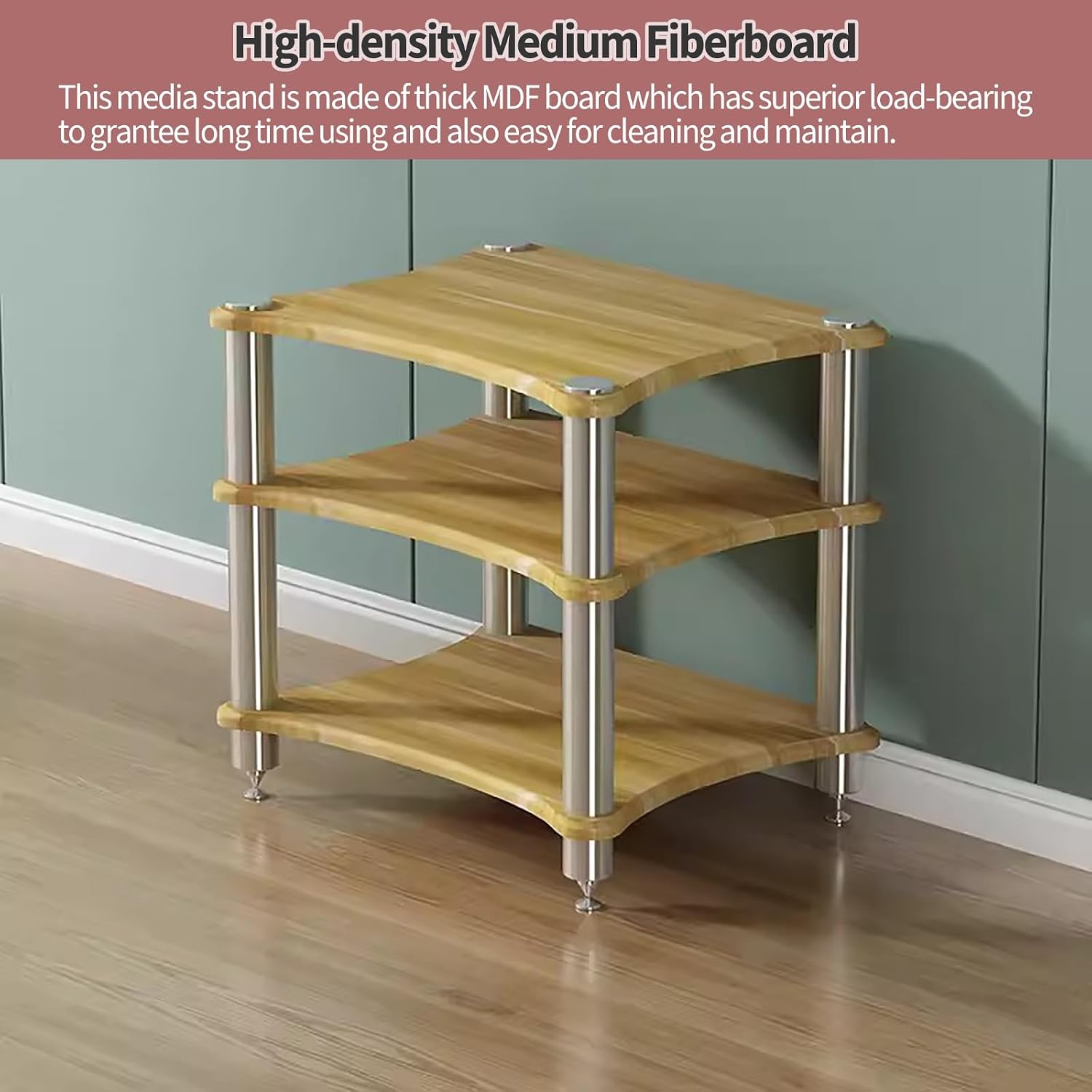 4-Tier Media Stand Audio/Video Component Cabinet, Freestanding Modern Stereo Racks and Stands for Home/Living Room/Game Room, Electronics Equipment Shelf, White