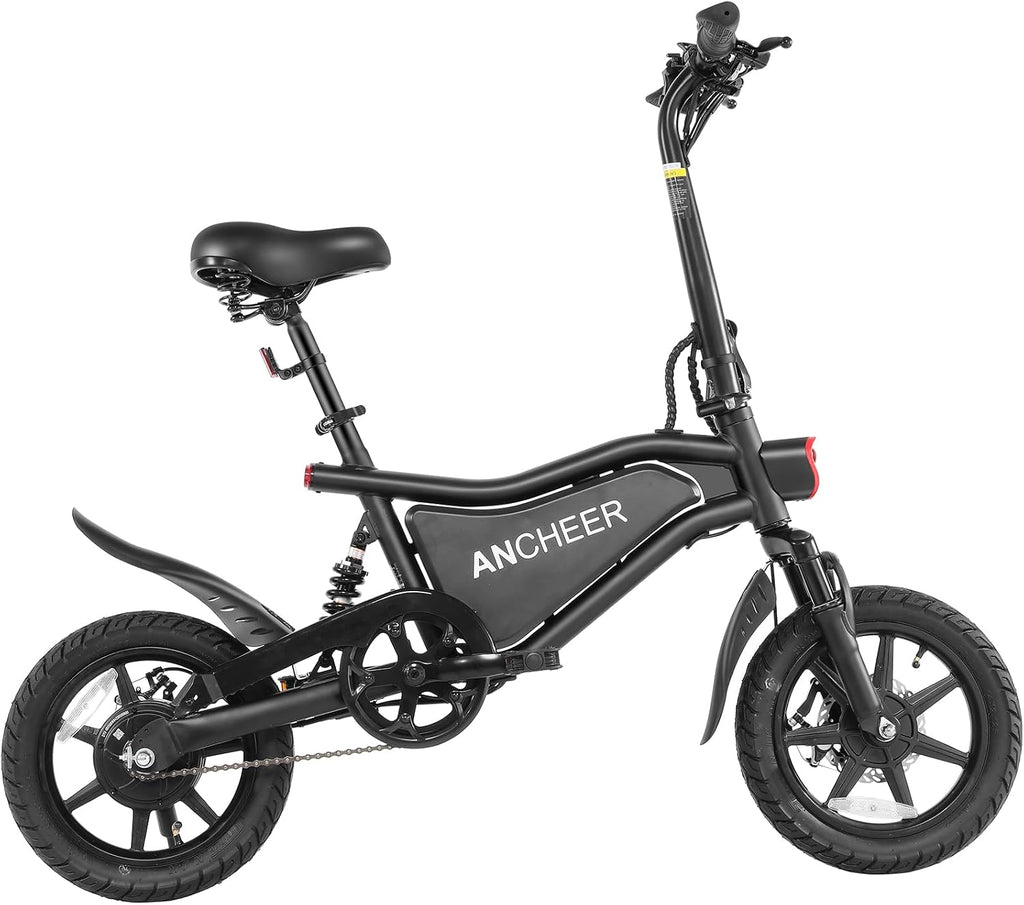 ANCHEER Folding Electric Bike for Adults, 374Wh Ebike, 20MPH Electric Bikes, 14' Foldable Electric Bicycle, 20-50 Miles Electric Bikes, E Bike, LCD Display, Dual Suspension, UL2849 Compliant
