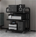 Audio Component Rack Tower Media Stereo Stand Equipment Shelf with Wheels, 3/4/ 5 Layer Steel Heavy Duty Home Entertainment System Organizer Holder (Color : 4 Tier-C) (3 Tier a)