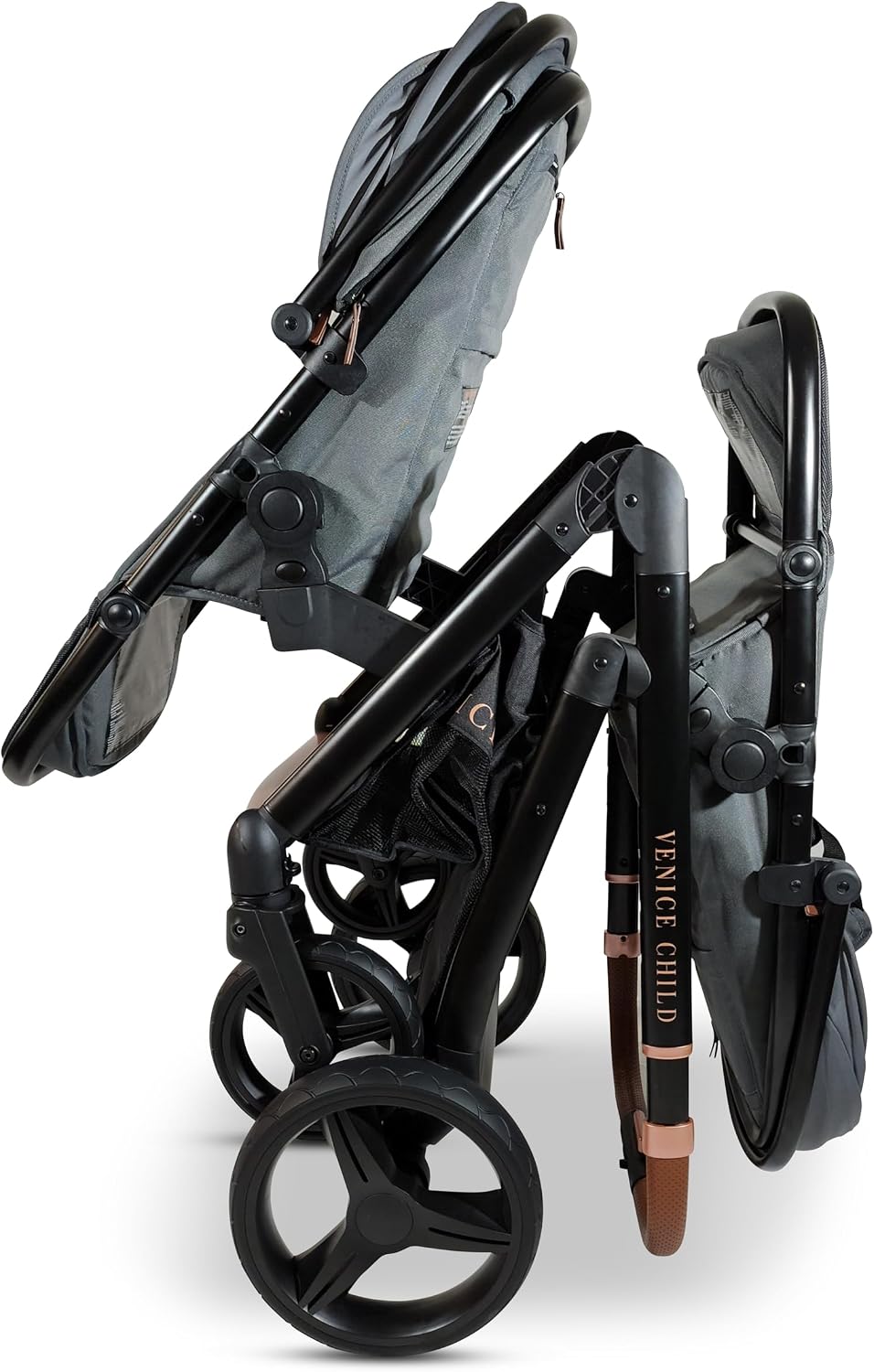 Venice Child Midnight Ventura Single to Double Sit-and-Stand Stroller & 2nd Toddler Seat (Package # 3)