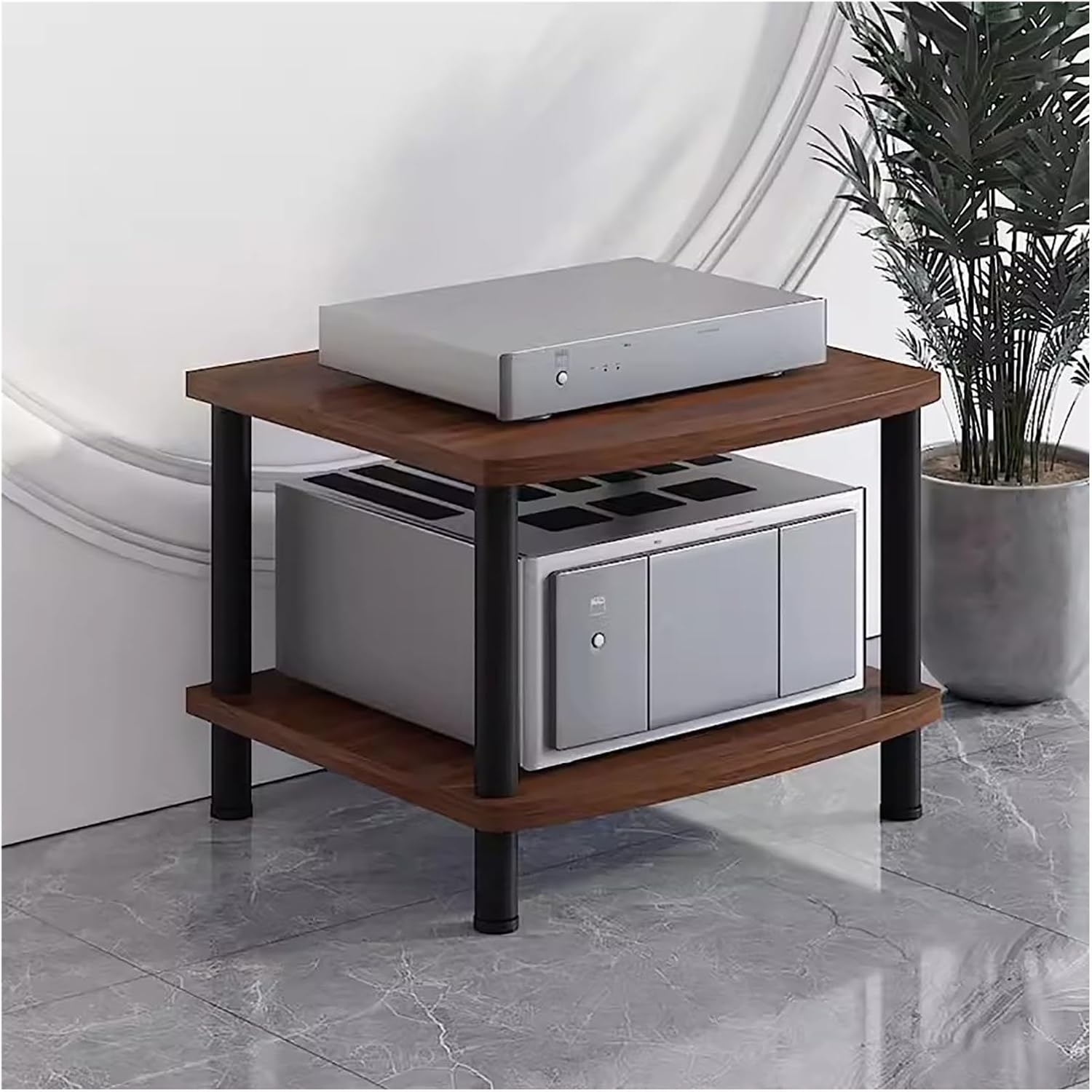 Heavy Duty Media Stand Audio/Video Component Cabinet, 2/3/ 4 Tier Home/Living Room Modern Stereo Racks and Stands, Electronics Equipment Shelf Unit, Dark Brown-H 44cm