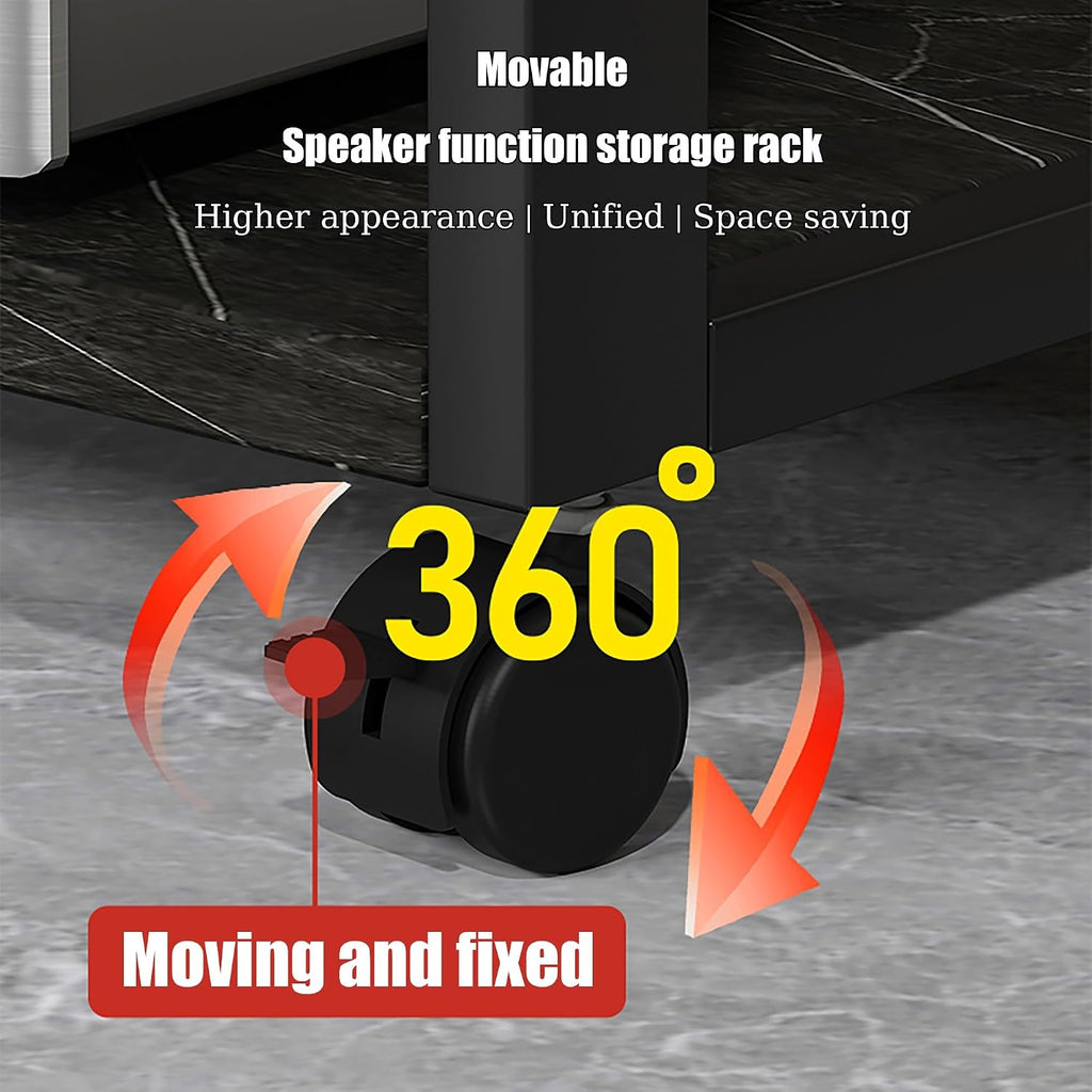 Adjustable 25 Tier Stereo Stand & Audio Cabinet Corner Media Console for Tv Gaming Equipment Small Entertainment Center with Shelvesmodern Home Furniture,Black,50x40x69cm