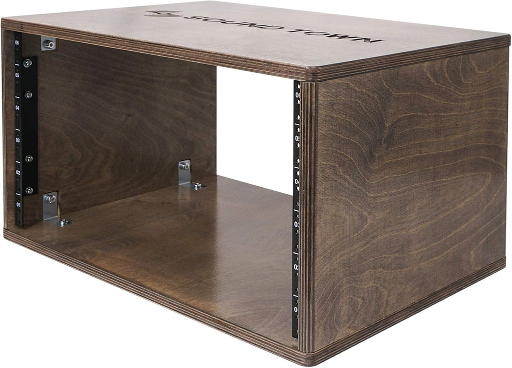 Sound Town DIY 6U Studio Rack with Solid Baltic Birch Plywood, Weathered Brown (SDRK-Y6B)