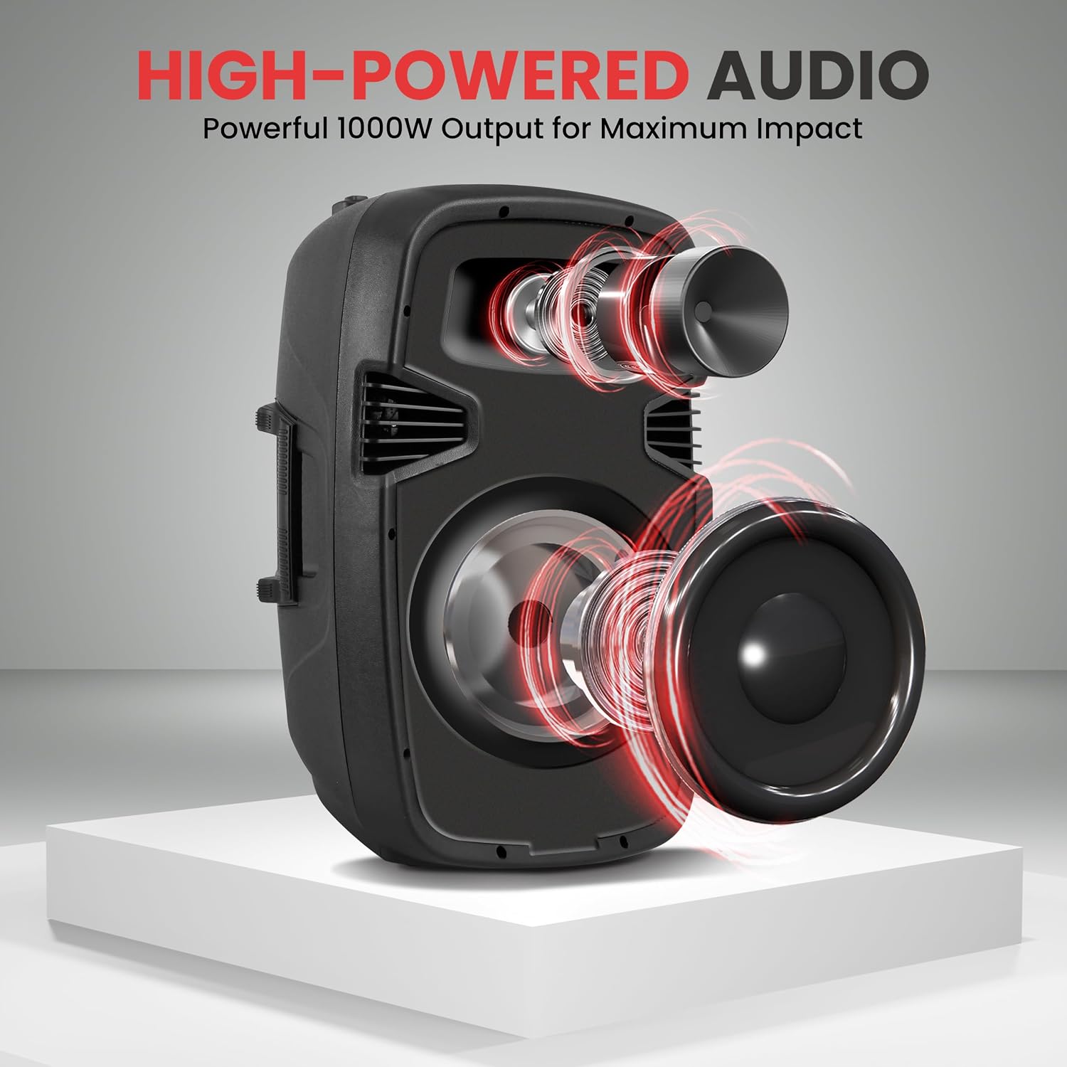 Pyle 10' Wireless Portable PA system - 1000W High Powered Bluetooth Compatible Active + Passive Pair Outdoor Sound Speakers w/ USB SD MP3 AUX - 35mm Mount, 2 Stands, Microphone, Remote - PPHP1049KT