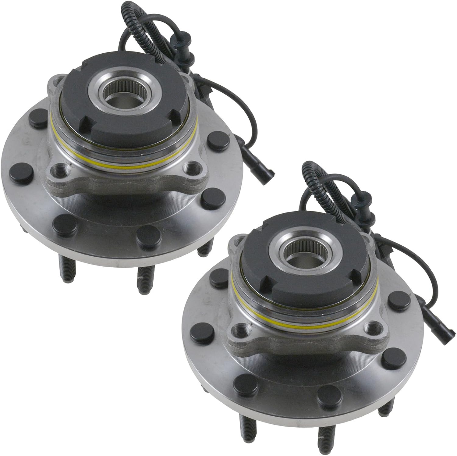 TRQ 2 Piece Front Wheel Bearing & Hub Assembly Set 4WD Compatible with 2000-2002 Ford Excursion 1999-2004 F-250 Super Duty F-350 Super Duty