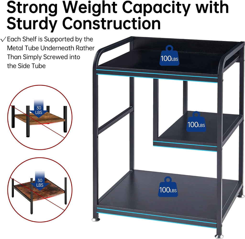 Fannova Printer Stand with Storage Shelf for Home Office Organization, 22 x 18 Inch Large Printer Table with Wheels, Shredder Stand, CPU Stand, Rolling Cart for Host Computer, PC Tower, Desktop- Black