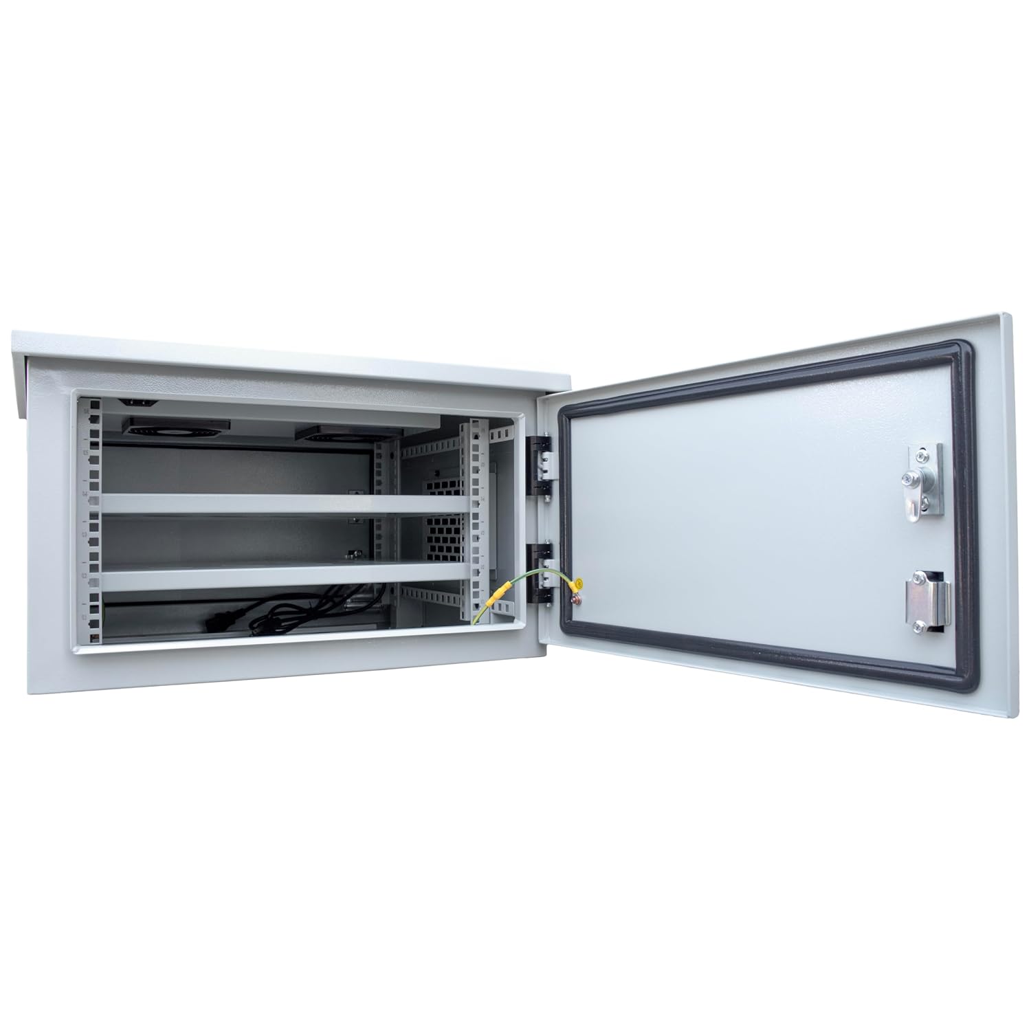 Electriduct 6U Outdoor Cabinet 18 Inch Depth IP55 Weather Resistant Enclosure Floor Mount Network Equipment Front & Back Doors, 2 Locks, 4 Keys, 1 Shelf, 2 Fans, Thermostat (600 x 450 mm), White