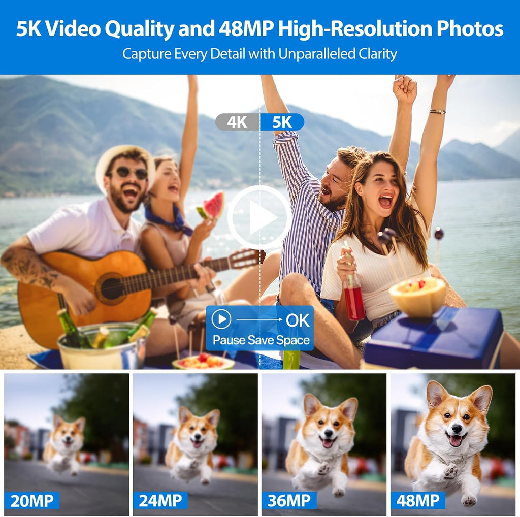 5K Digital Camera WiFi Autofocus Vlogging Camera for YouTube 48MP Camera for Photography and Video, 3.5' Screen Travel Cameras with UV Filter, Anti-Shake,16X Digital Zoom,32GB SD Card,2 Batteries