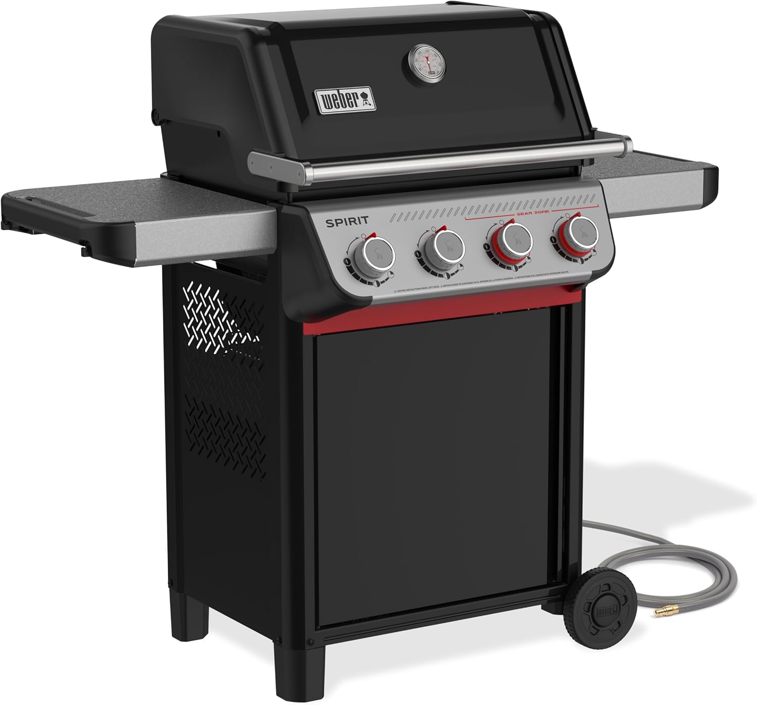 Weber Spirit E-425 Natural Gas Grill for Outdoor Cooking and BBQ, 4 Burner, Black – Porcelain-Enameled Cast-Iron Grates 2 Boost Burners & Sear Zone