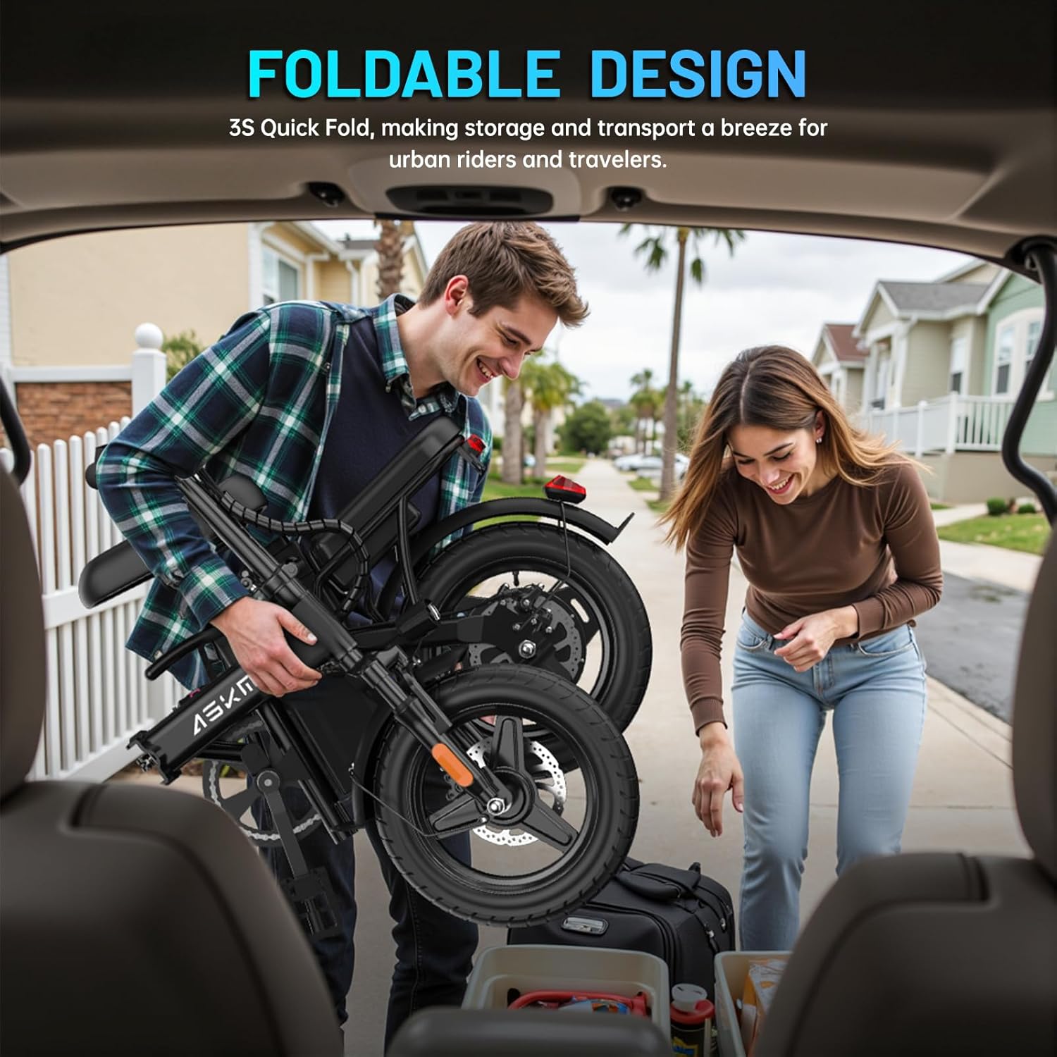 REOCRO Foldable Electric Bike for Adults, 14' Mini Folding E-Bike with 48V 10AH/20AH Removable Battery, 30-60 Miles PAS Range, 700W Peak Motor, Electric Bicycle for Daily Commuting and City Riding