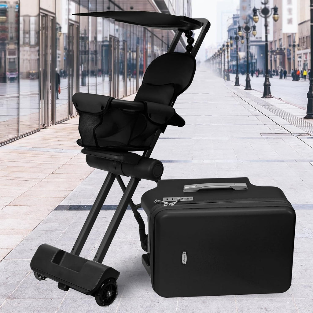 LemoHome Expandable Luggage with Spinner Wheels,Large Suitcases with Child Seat Design,Hard Luggage for Women and Men,20 inch Hardside Carry on Luggage for Travel (Black visor)