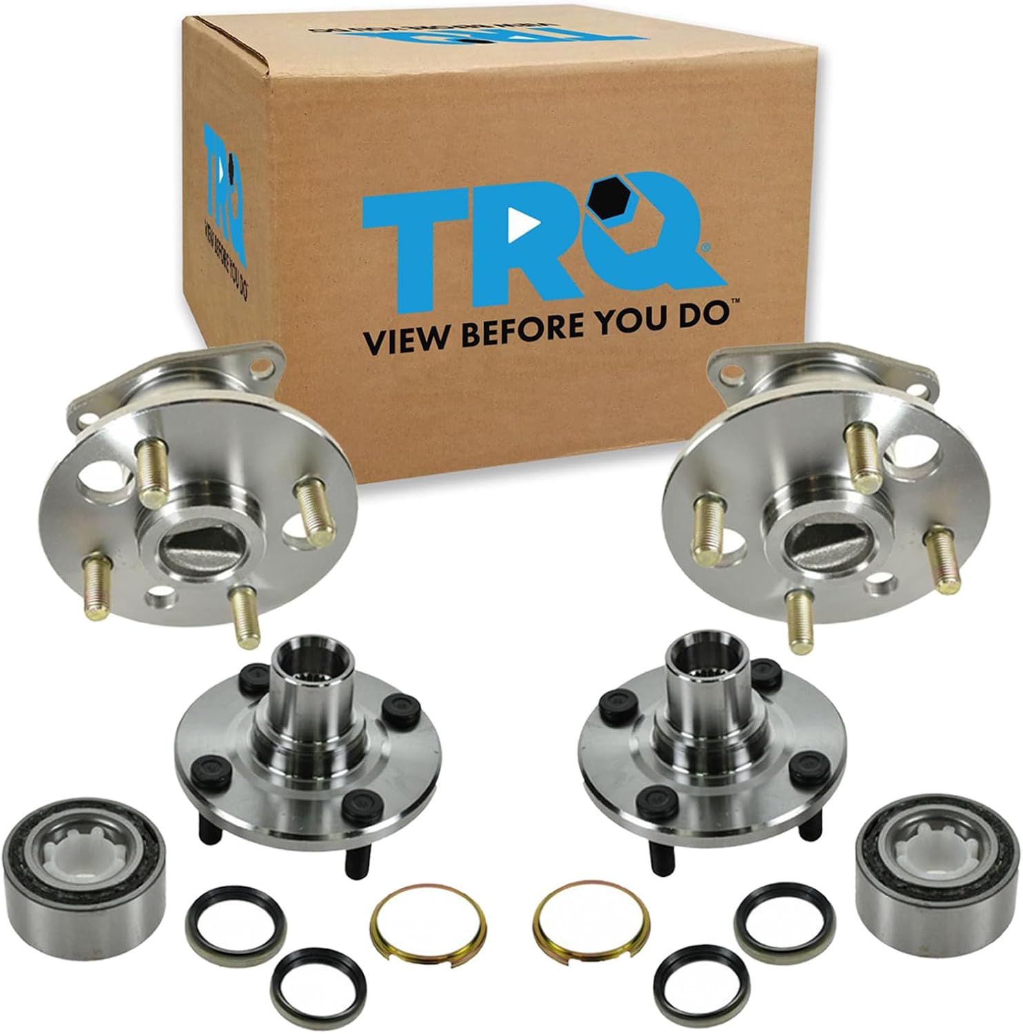 TRQ 2 Piece Wheel Bearing & Hub Assembly Set Compatible with 1998-2002 Chevrolet Prizm 1993-1997 Geo 1993-2002 Toyota Corolla