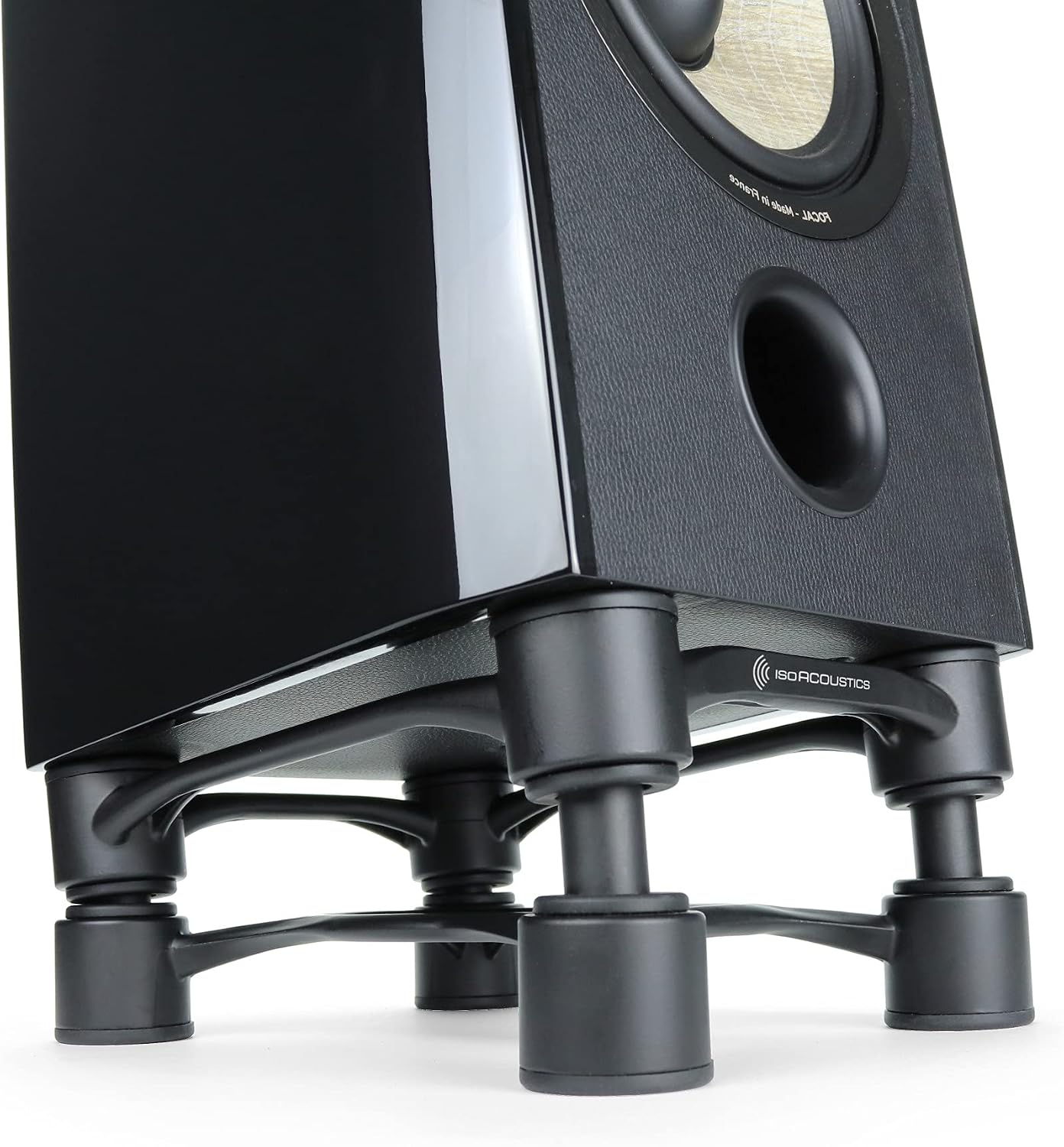 IsoAcoustics Aperta Series Isolation Speaker Stands with Tilt Adjustment: Aperta200 (7.8' x 10') Black Pair