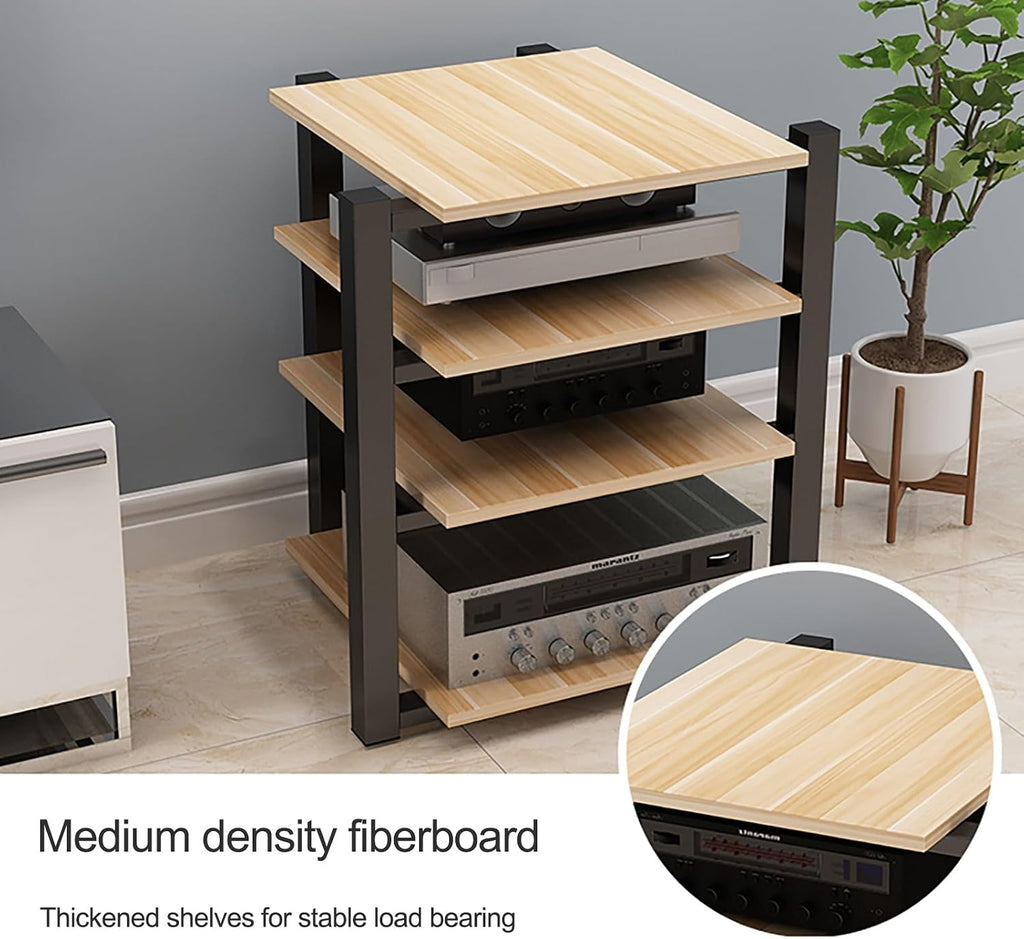 Audio Rack AV Media Stand Media Audio Tower Cabinet 2/3/4 Tier Audio Rack, for Entertainment Stereo Racks Component Storage and Collection Display(Black,25cm/9.8in)